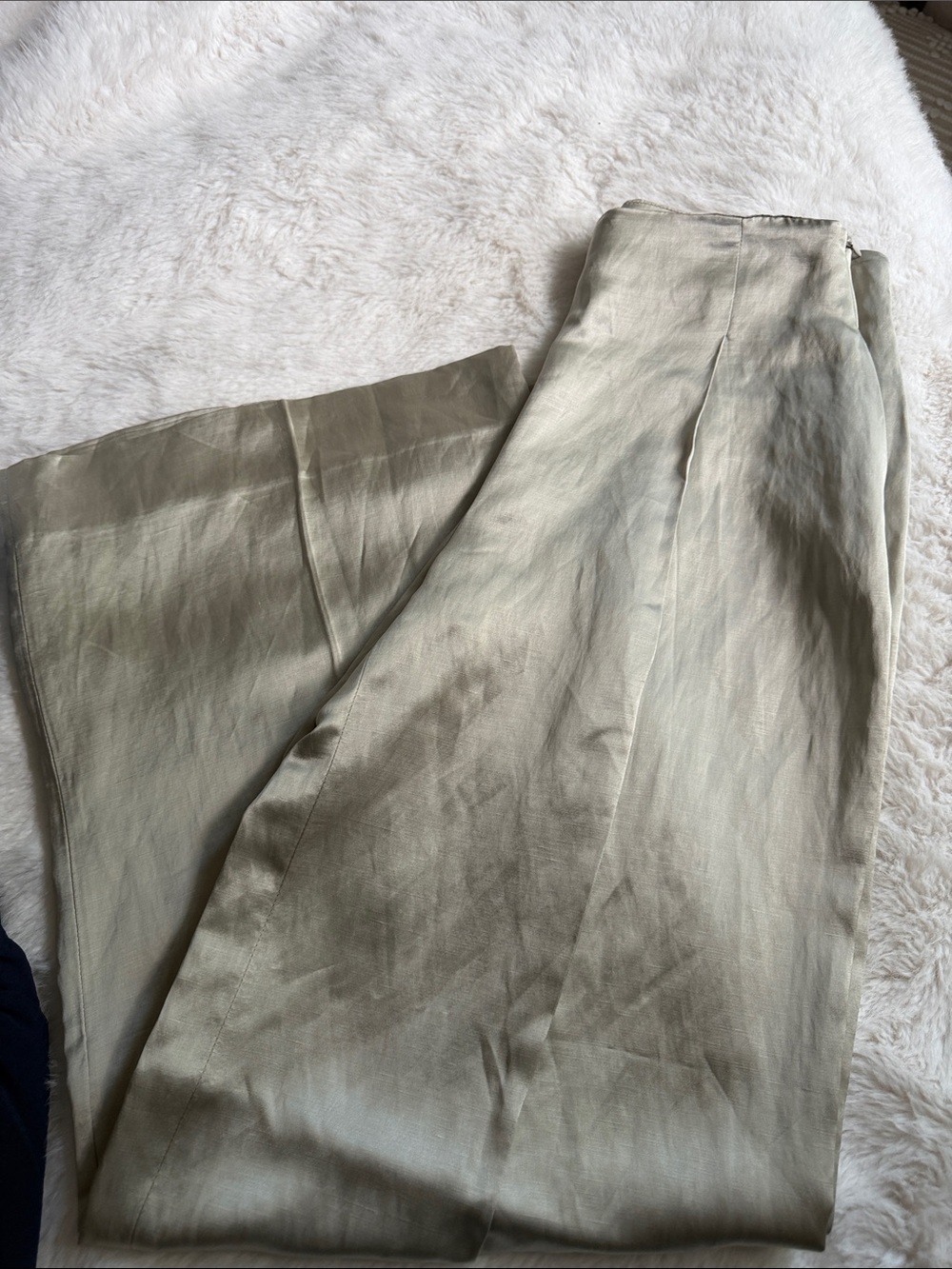 Zara Women's Champagne Gold Satin Wide-Leg Trousers